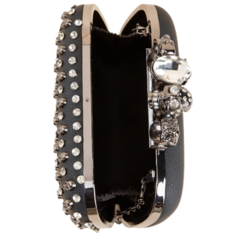 COPY - 001 - KNUCKLES skulls ring , rhinestone hard case clutch long chain. - Picture 8 of 16